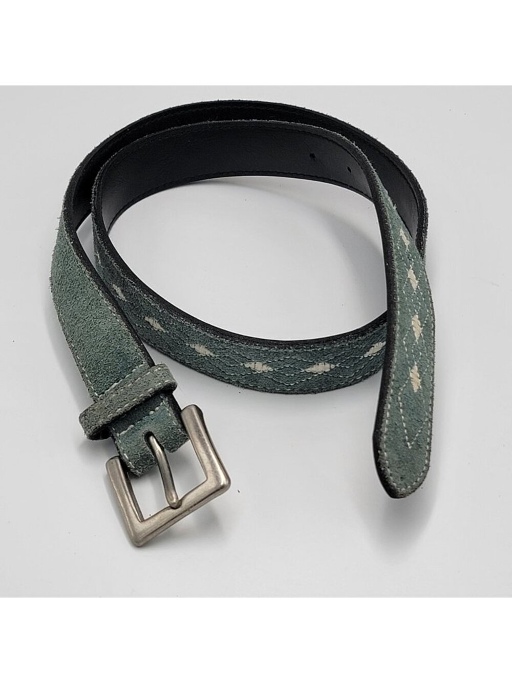 Vtg Y2K Boho Western kids GAP Green Suede Leather Belt